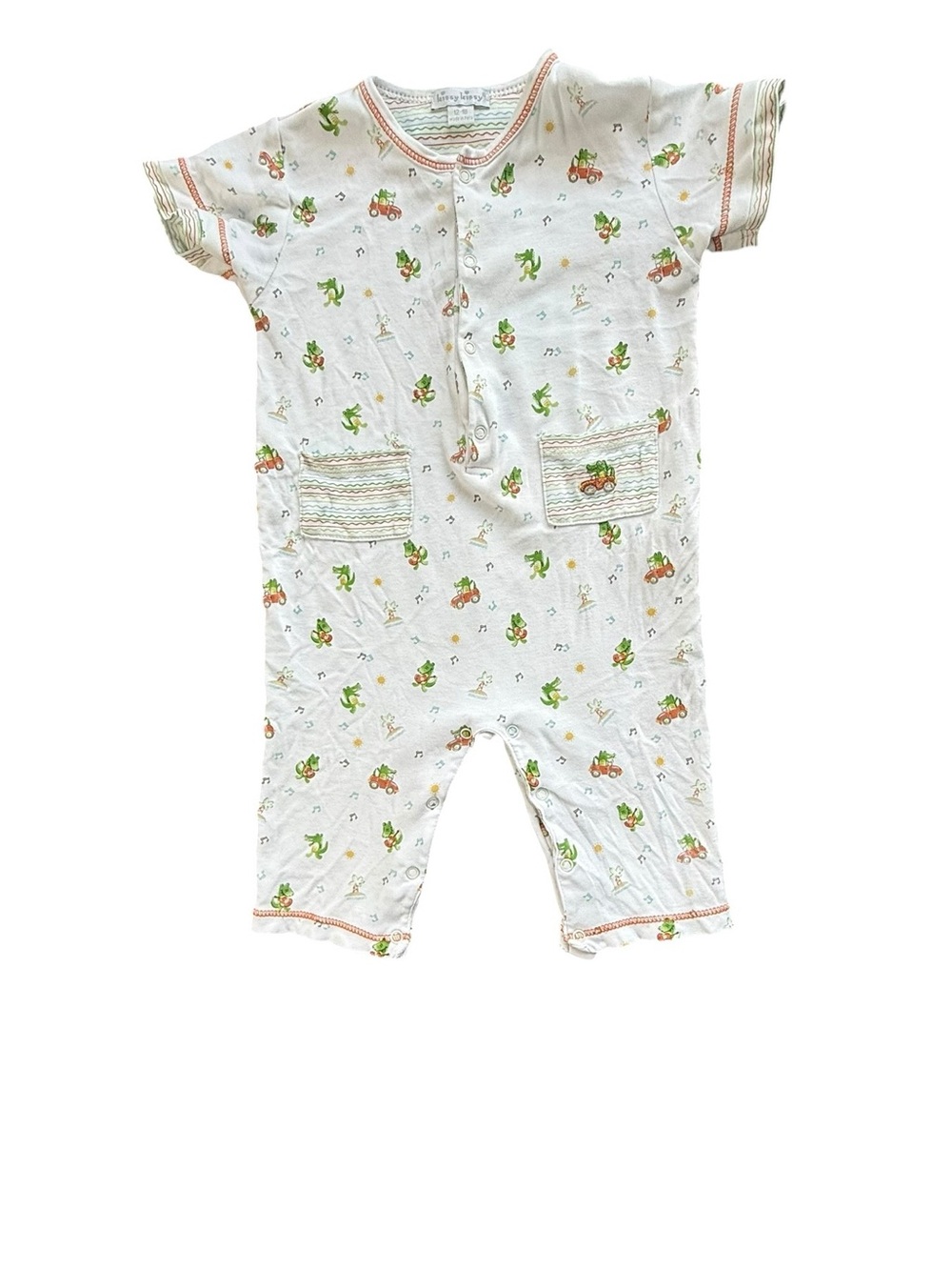 Kissy Kissy boys 12-18m alligator  vintage Kidcore Print Baby Romper One Piece
